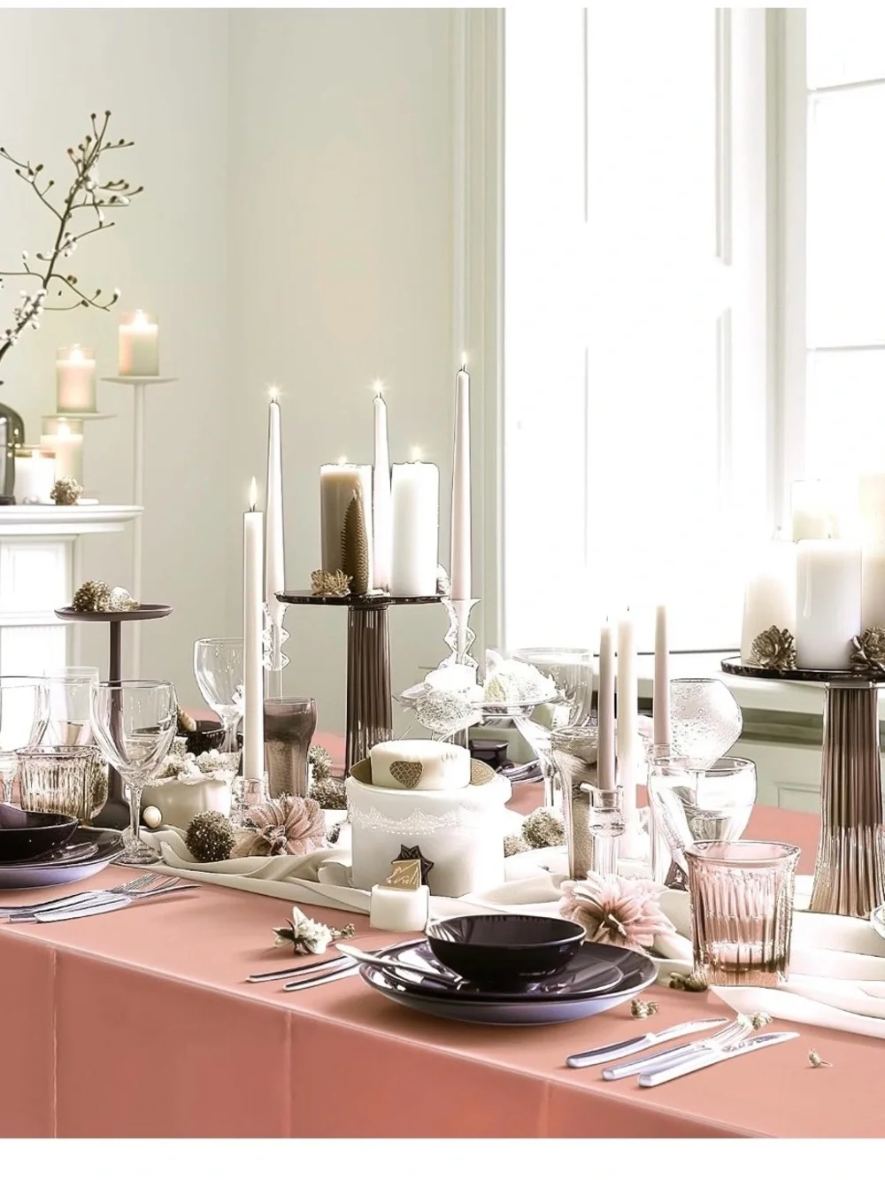Rose Gold Party Tablecloth & Decor Set
